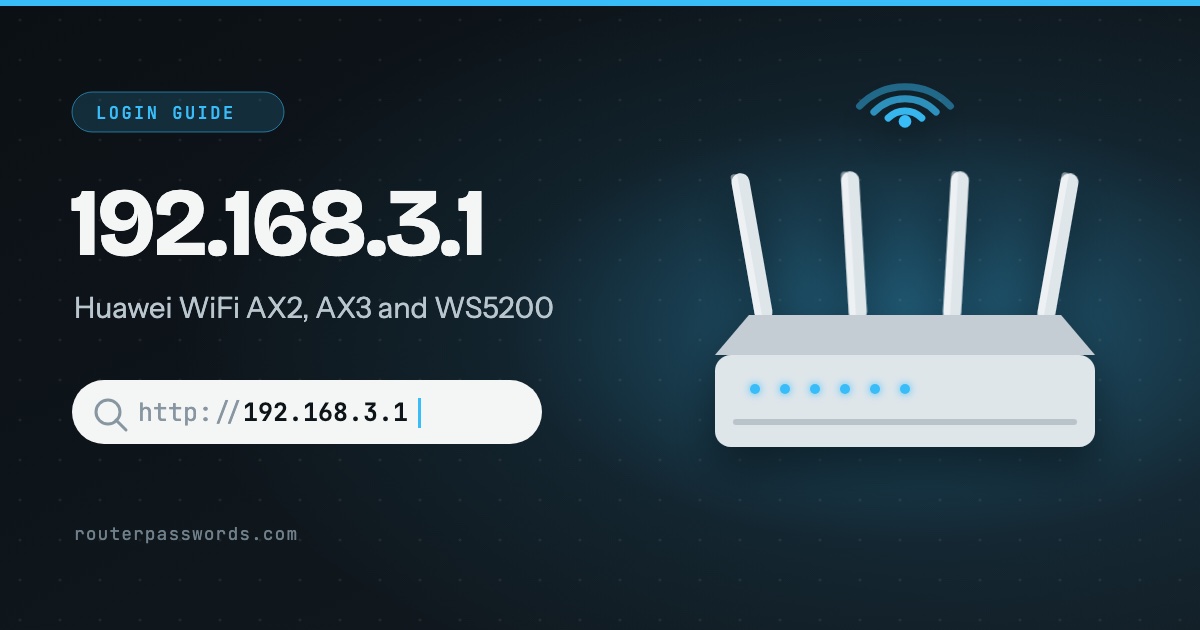 Illustration of a four-antenna Wi-Fi router beside the address 192.168.3.1