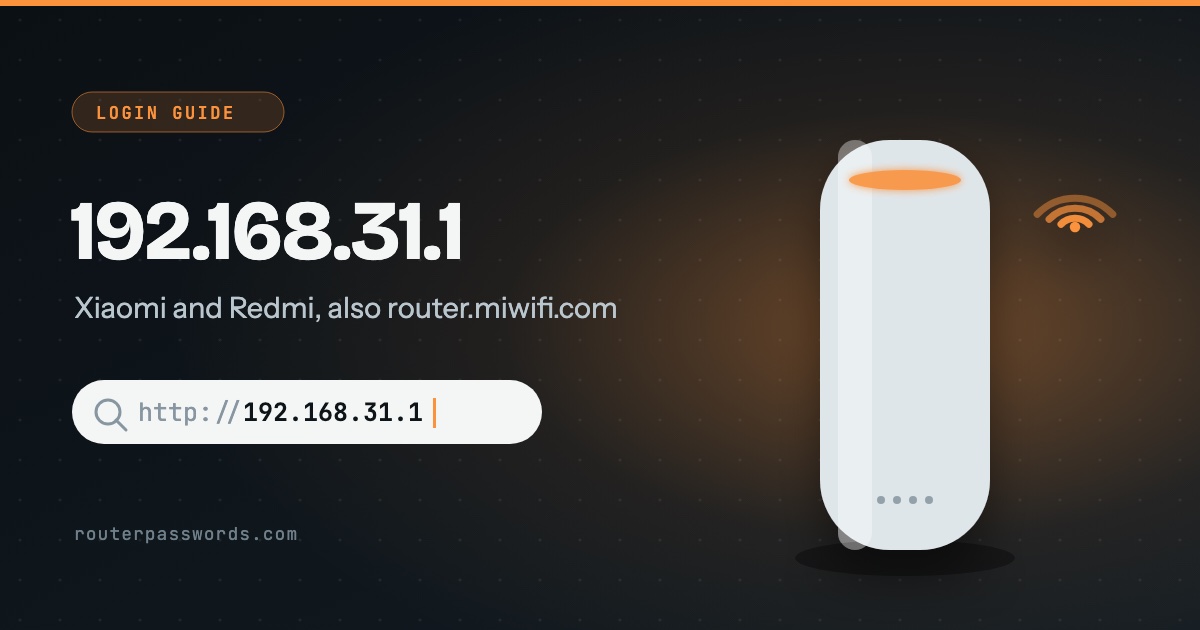 Illustration of a tower-shaped mesh router beside the address 192.168.31.1