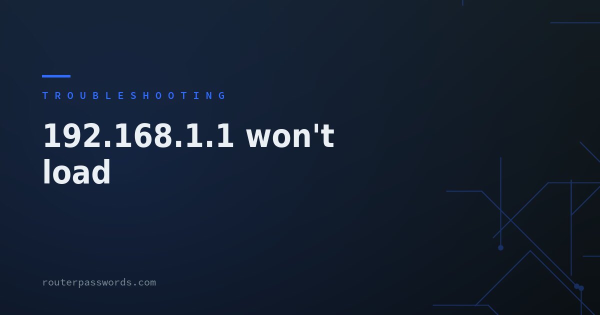 192.168.1.1 won't load
